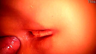 double penetration toys stretch her shaved ass and pussy up close perfectly.