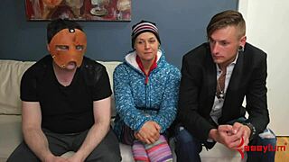 oh man busty blonde teen bound for rough anal domination in threesome ride!