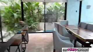 kinky babe never saw cock before seduces stud naked on vacation vacay