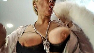 couple fingers naughty perky mature's wet asshole close up with buttplug orgasm