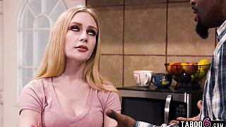 Tiny blonde emma starletto takes hardcore interracial pounding from black guy