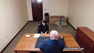 Principal's Cock Probes Teacher's Juicy Office Pussy Ride