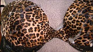 handjobbing big 36d bra till massive cumshot explosion