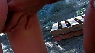 sexy blonde milf fingered and fucked deep in forest