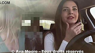 lucky guy gets deepthroated by two girls roadside cumshot explosion