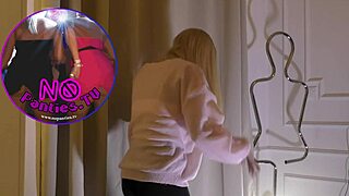 Skinny sexy girl meets lesbian friend for panty-free casting interview 😘🍑