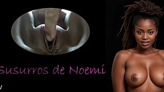 noemi's whispers tease shaved ebony solo orgasm play