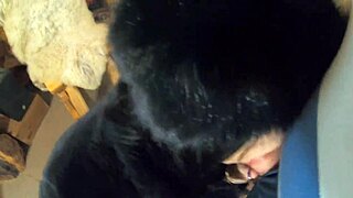 milfycalla deepthroats cum-covered in fur coat shiny boots
