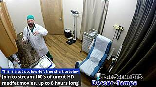 Dr tampa examines aria nicole's shaved pussy toys