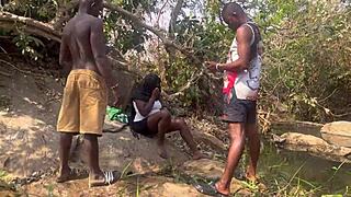 We fuck sideways by riverside nearly caught by locals