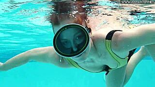 whoa, hungarian teen's wet underwater blowjob by pool explodes with passion!