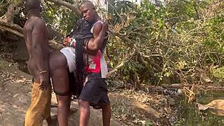 We fuck sideways by riverside nearly caught by locals