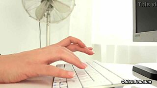 The horny old man bends blonde teen 18+ over for intense doggystyle pounding in office