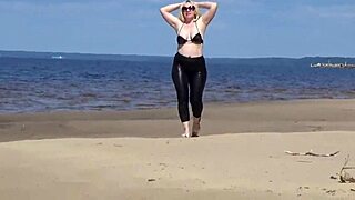 Wanna see her big leather ass on beach?