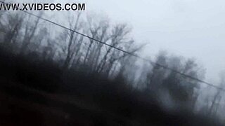 skinny brunette risks public train masturbation to orgasm