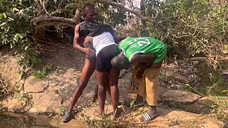 We fuck sideways by riverside nearly caught by locals