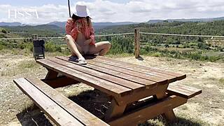 Couple's outdoor walk leads to surprise sex blowjob