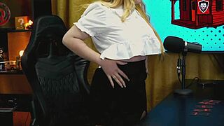 blonde brazilian bends over table flashing wet pussy