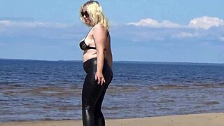 Wanna see her big leather ass on beach?