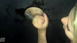 ruiva friend gloryhole sucks while cuckold films swing