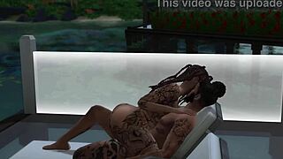 Tattooed Tierra's poolside black fuck intrigue in Sims 4