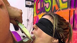school friend tricks brown eyes girl with cock flavors gagging deepthroat bedroom toys moaning