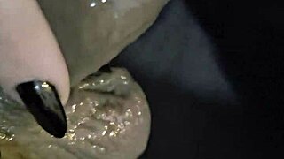 goth babe blindfolds for close-up sensual lick and gag cum swallow