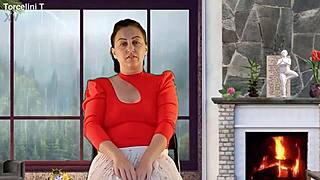 teacher Everlain teases student Torcelini's tight pussy in stockings