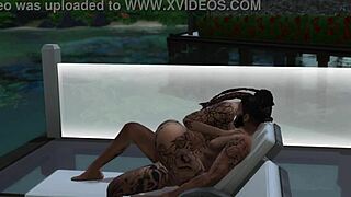 Tattooed Tierra's poolside black fuck intrigue in Sims 4