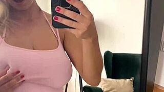 Busty Katerina Hartlova teases wet pussy mirror masturbation seductively