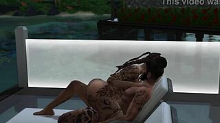 Tattooed Tierra's poolside black fuck intrigue in Sims 4
