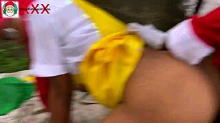 new year outdoor fuck with african santa and his friend's horny girl 🔥🍆💦