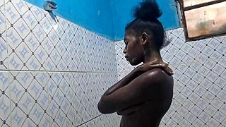 Squirtin' hard in the bathroom mess