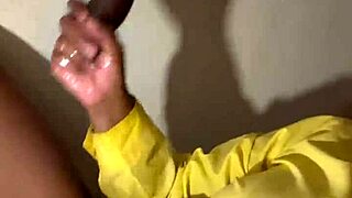 lactating solo milks huge cock cumshot on tits at desk