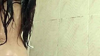 college latina coed flashes her big pussy lips then masturbates in shower before getting caught