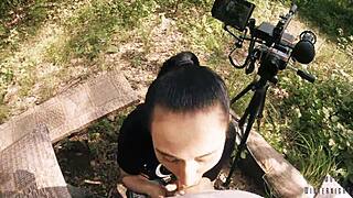 pov bts outdoor blowjob leads to cum swallow in woods