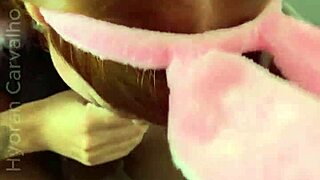 Coelinha Takes Chocolate Cock With Hubby's Help!