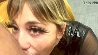 blonde's face drowned in spit before sloppy cum chug 😩💦