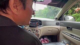 Old Taxi Driver Pounds Young Christmas Slut in Street Pussy Fuck