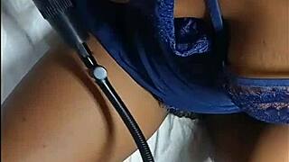 Beautiful black teen 18+ pumps and sucks my cock hard
