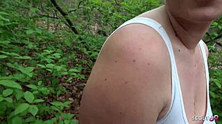 german curvy milf wife risks public leggings blowjob swallows stranger's cum