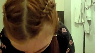 redhead roommate deepthroats cum in mouth spits on dick shaking ass