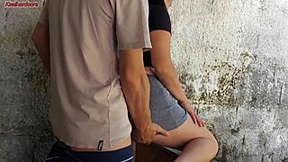 Hot short maid grabs my cock and rides it around the house