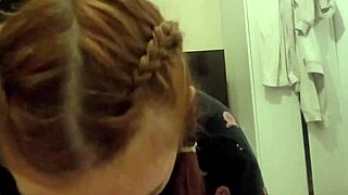 redhead roommate deepthroats cum in mouth spits on dick shaking ass