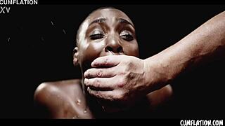 Sexy black Zaawaadi's pussy cumflated extreme interracial loads dripping