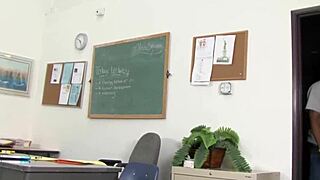 blonde curvy milf teacher slurps big black cock before anal ride