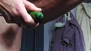 granny fucks hairy pussy deep with cucumber 🥒💦😈