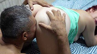 stepdad sneaks into bedroom to suck and fuck roommate's young tight pussy hard