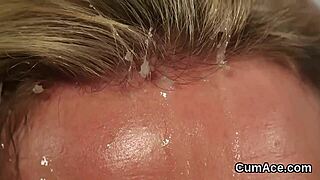 Suggestive Kinky Babe Swallows Faceful of Hot Jizz Loads