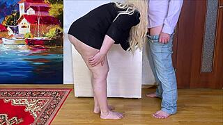 short skirt milf bent over takes deep anal pounding